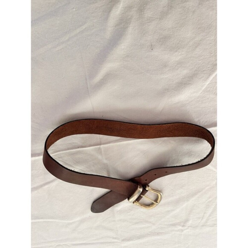 Vintage Full Grain Leather Men’s Belt Solid Brass Buckle Sz L Made In Argentina